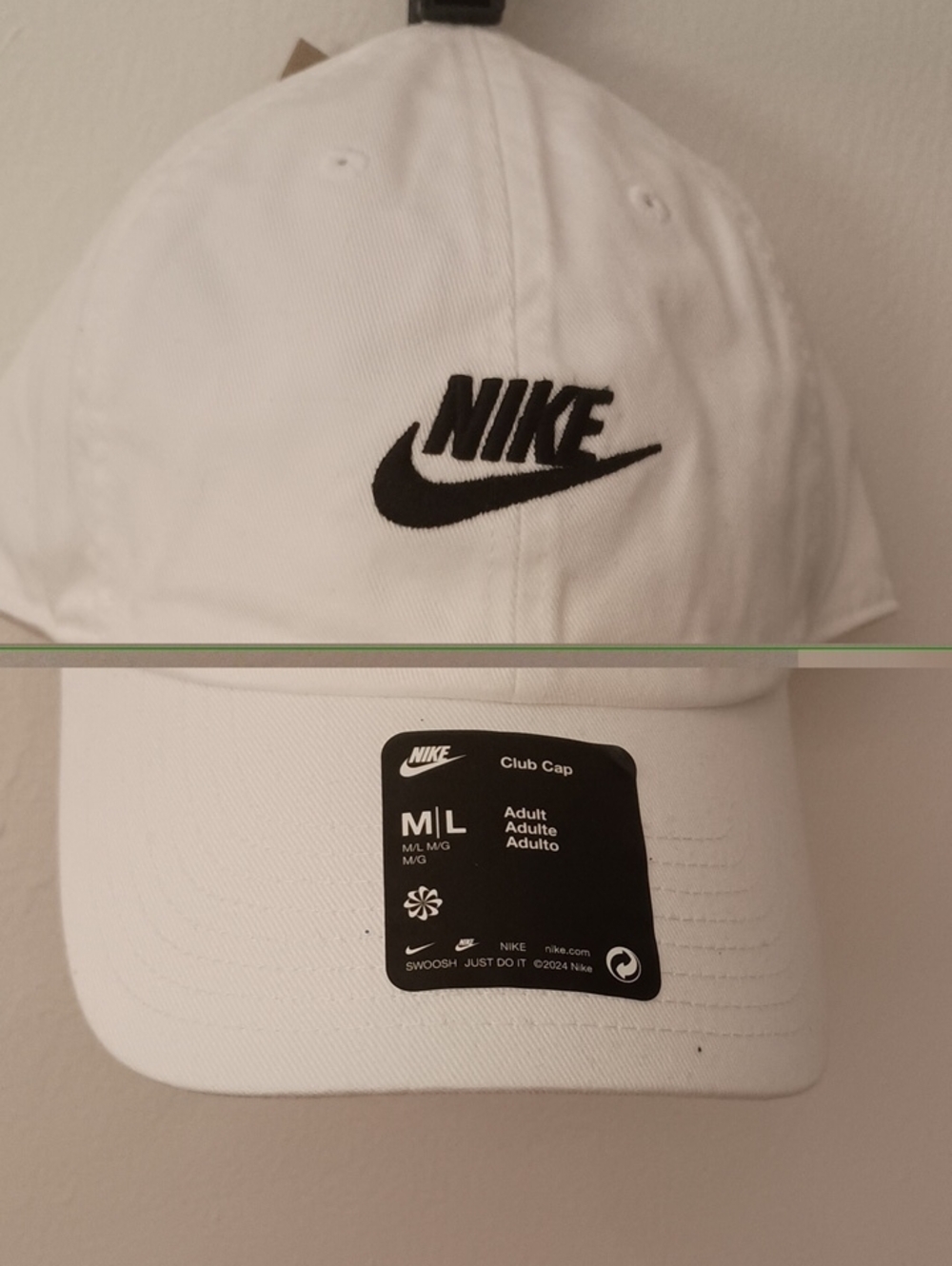 Nike White Unisex Hat with Black Swoosh Logo
